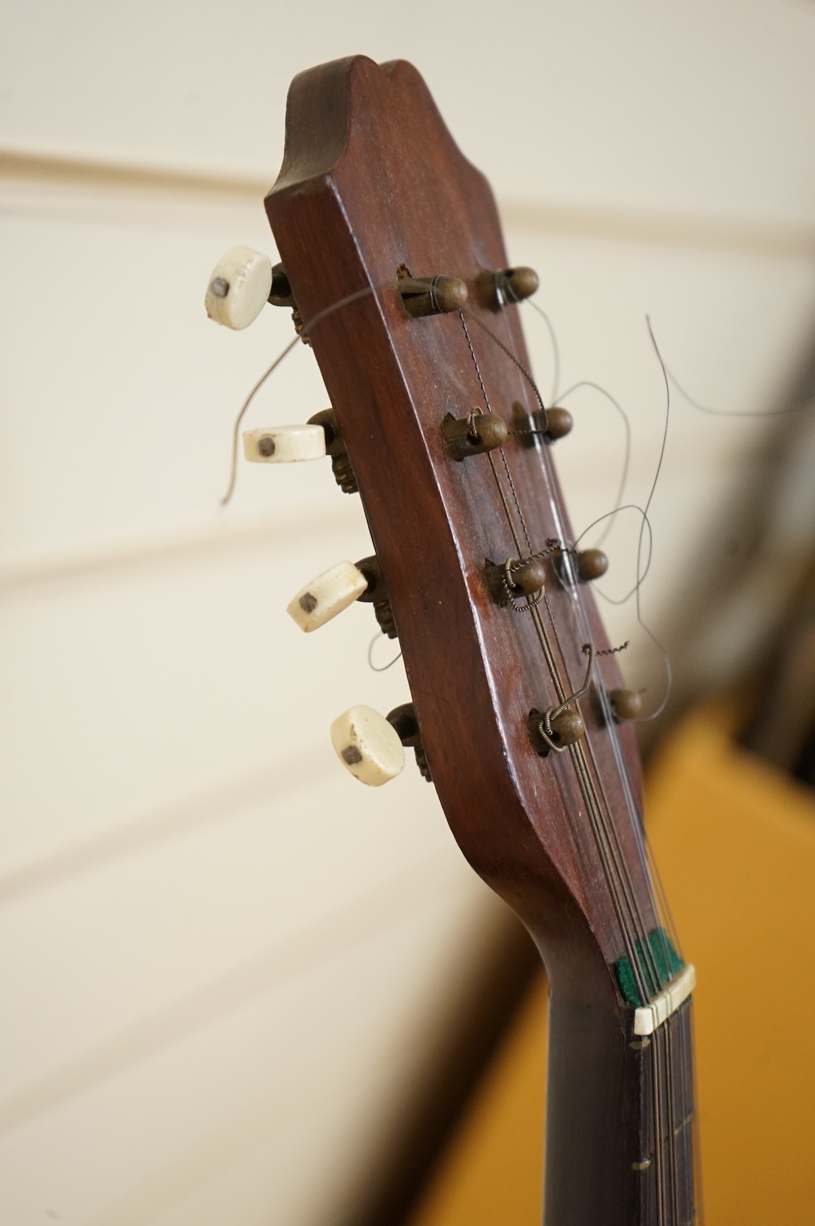 An early 20th century Italian cased mandolin by Carlo Ricordo, Napoli, with spruce soundboard inlaid with tortoiseshell